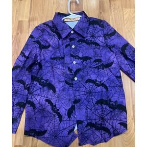 Halloween Bat Web Button up shirt size 130 new (kids m)